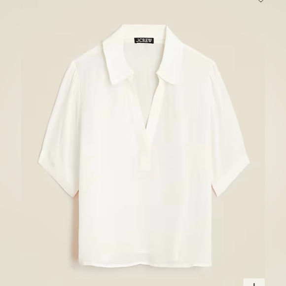J.Crew bungalow popover top in crepe de chine ivory - Picture 4 of 8